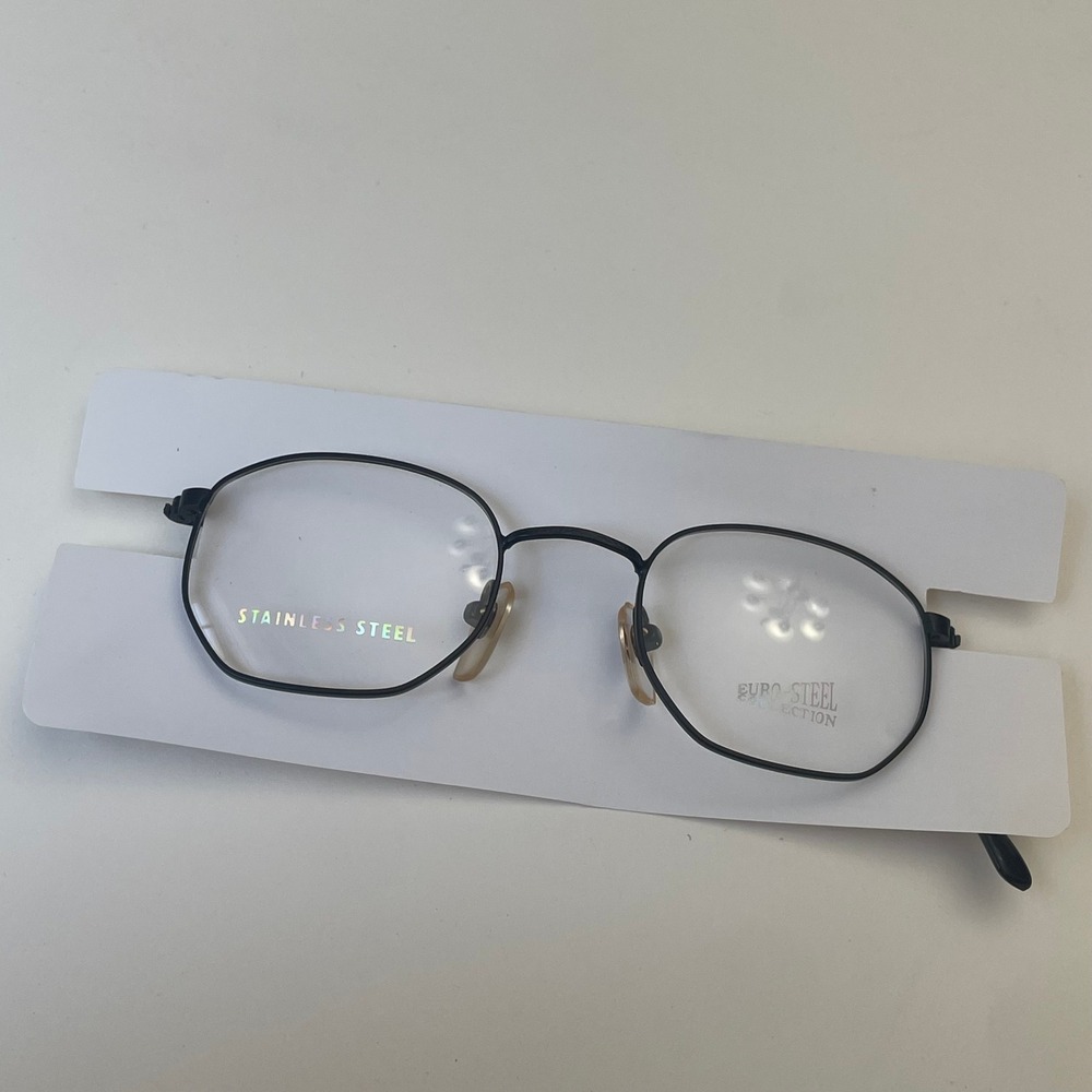 Euro Steel Collection ES-19 Matte Black Stainless Steel Eyeglasses 45-20-145‎